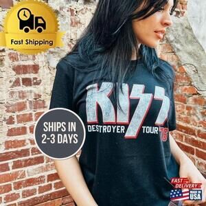 Kiss Classic Rock Band Retro Logo Music Graphic T Shirt